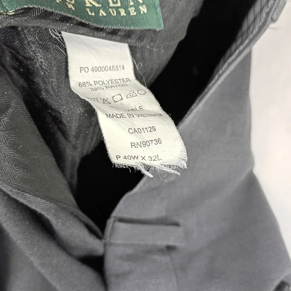 Lauren Ralph Lauren Dress Pants Mens 40x32 Grey Pleated Cuffed Work Wear Classic